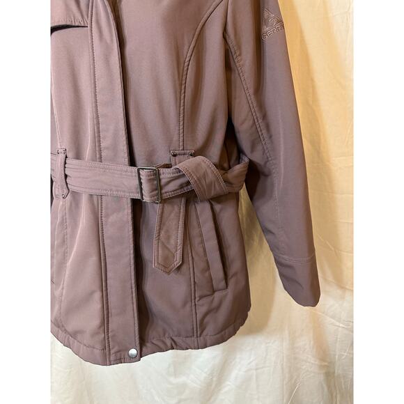 Gerry Softshell Belted Jacket Womens S Removable Hood Warm Faux Fur Coat - Picture 4 of 10